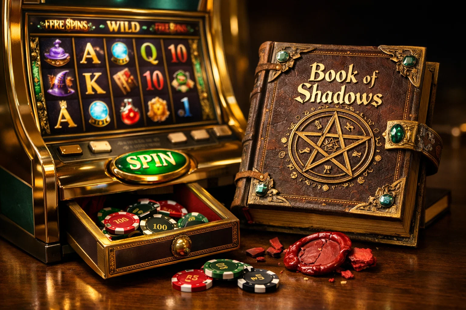 Expanding symbol huge win book of shadows slot online
